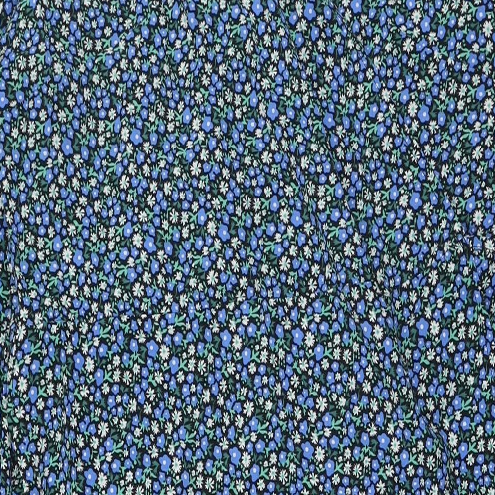 Glamourous Curve Womens Blue Floral Polyester Wrap Dress Size 24 V-Neck Tie