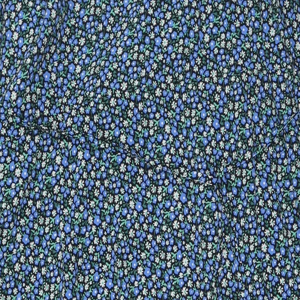 Glamourous Curve Womens Blue Floral Polyester Wrap Dress Size 24 V-Neck Tie