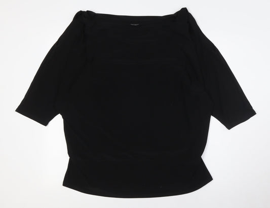 For Cynthia Womens Black Polyester Basic Button-Up Size XL Cowl Neck - Cold Shoulder