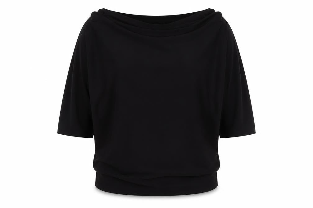 For Cynthia Womens Black Polyester Basic Button-Up Size XL Cowl Neck - Cold Shoulder