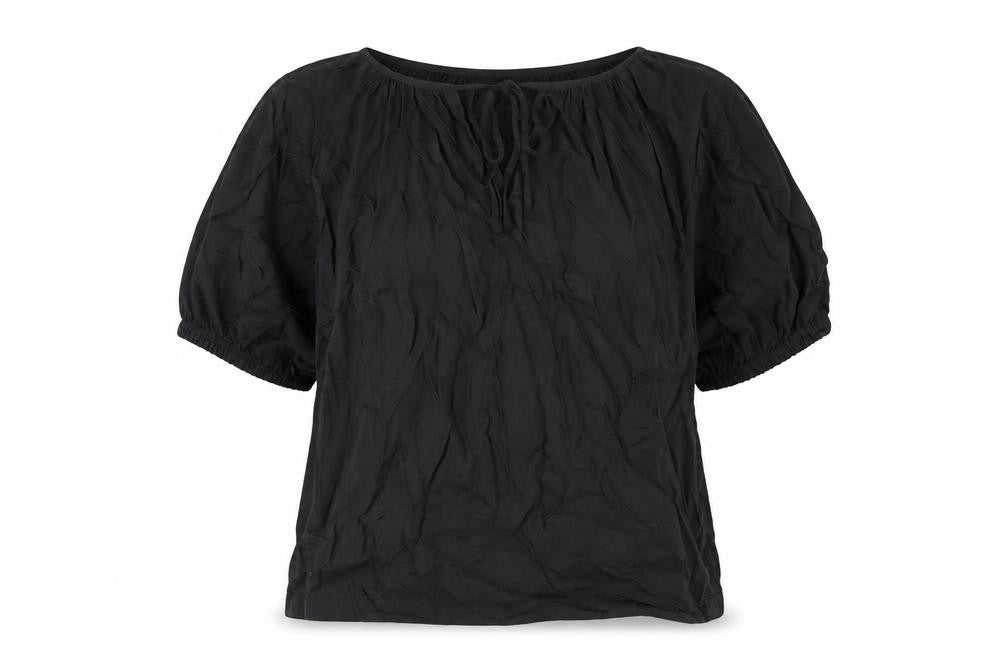 Autograph Womens Black Cupro Basic Blouse Size 14 Round Neck