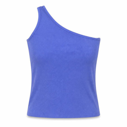 Marks and Spencer Womens Blue Cotton Basic Tank Size 20 One Shoulder - Ribbed