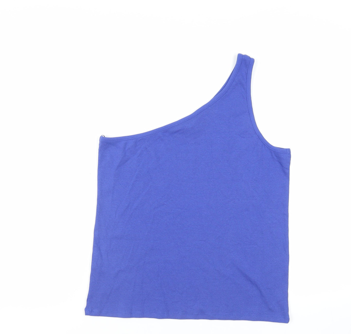Marks and Spencer Womens Blue Cotton Basic Tank Size 20 One Shoulder - Ribbed