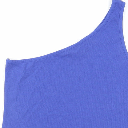 Marks & Spencer Womens Blue Cotton Basic Tank Size 20 One Shoulder - Ribbed