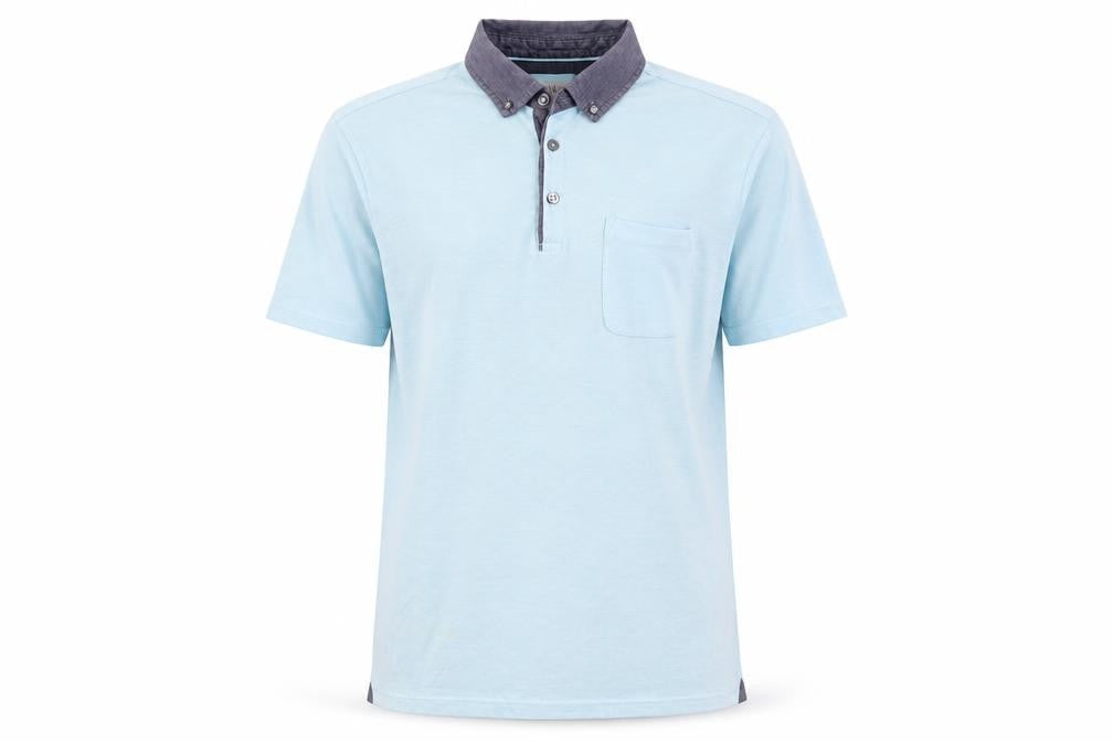 Marks & Spencer Mens Blue Cotton Polo Size S Collared Button