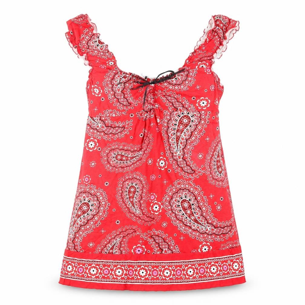 New Look Womens Red Paisley Viscose Mini Size 14 Sweetheart Pullover