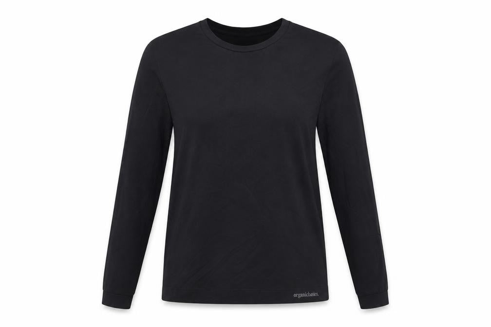 Organic Basics Womens Black Nylon Basic T-Shirt Size XL Crew Neck Pullover - Gym Workout Running