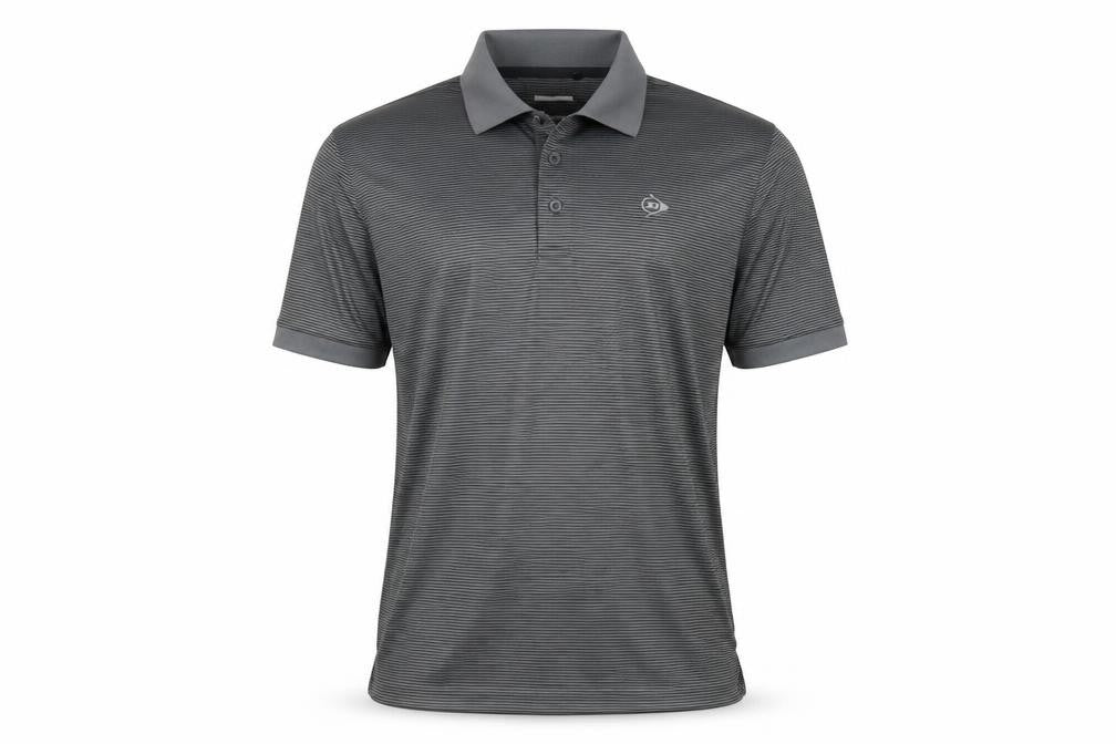 Dunlop Mens Grey Striped Polyester Polo Size S Collared Button