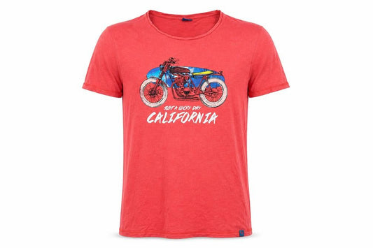 Springfield Mens Red Cotton T-Shirt Size S Crew Neck - California