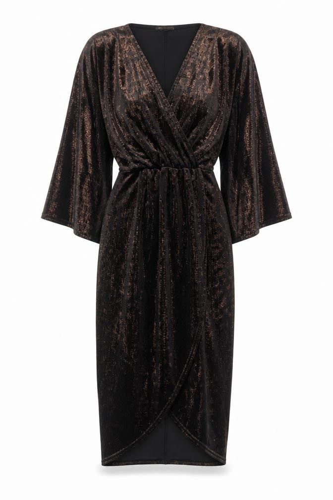QED London Womens Black Polyester Sheath Size 10 V-Neck Pullover - Glitter