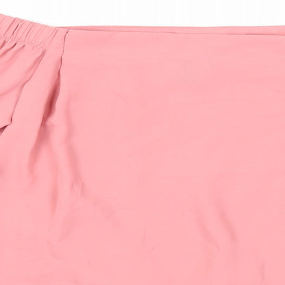 New Look Womens Pink Polyester Cropped Blouse Size 8 Off the Shoulder - Tie Front