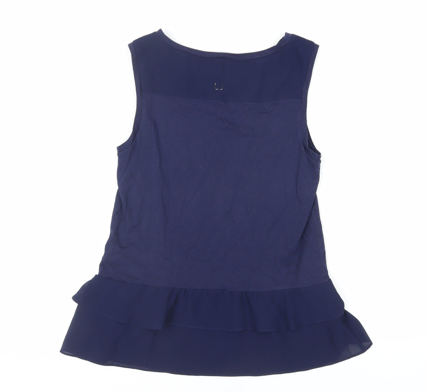 Liu Jo Womens Blue Cotton Basic Tank Size S Boat Neck - Ruffle