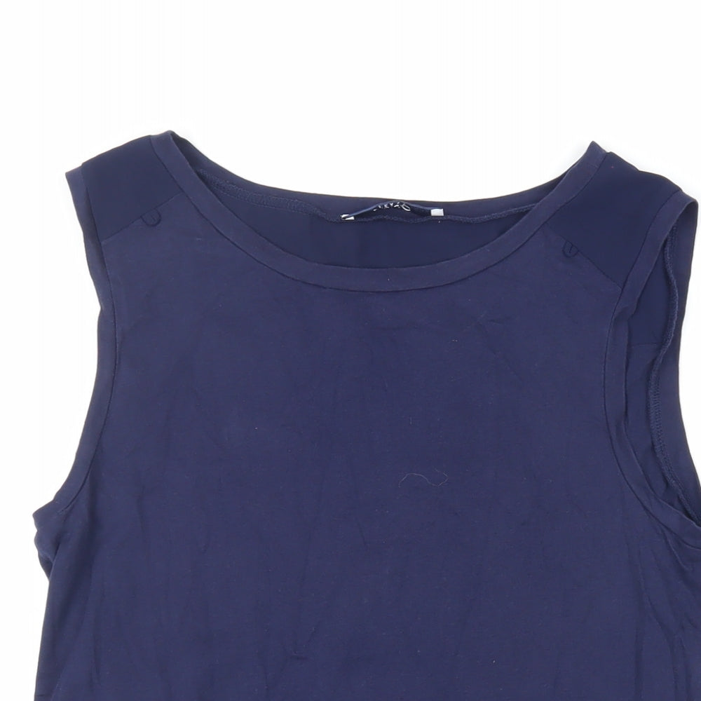 Liu Jo Womens Blue Cotton Basic Tank Size S Boat Neck - Ruffle