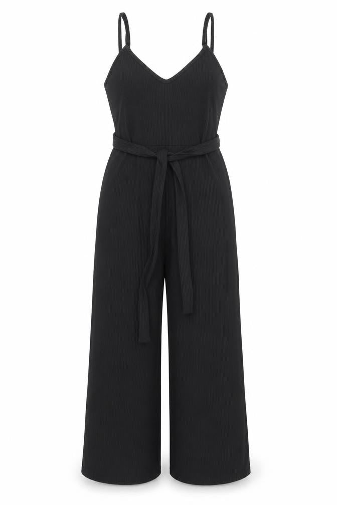 Miss Selfridge Womens Black Polyester Jumpsuit One-Piece Size 4 L20 in Pullover - Belted