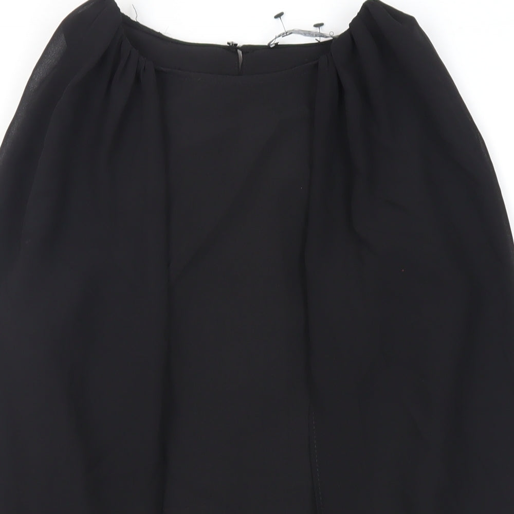 Zara Womens Black Polyester Mini Size S Round Neck Button - Layered