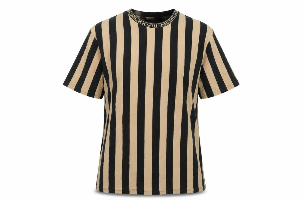 Topman Womens Black Striped Cotton Basic T-Shirt Size S Crew Neck