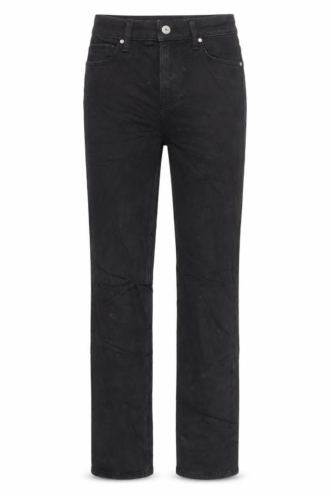 Marks & Spencer Womens Black Cotton Straight Jeans Size 6 L31 in Regular Zip