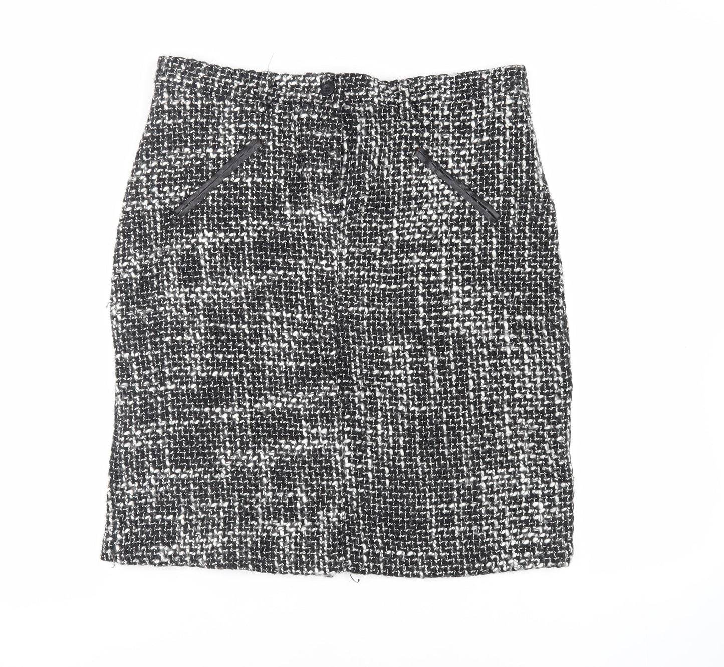 Roberto Celli Womens Black Acrylic Straight & Pencil Skirt Size 16 Zip