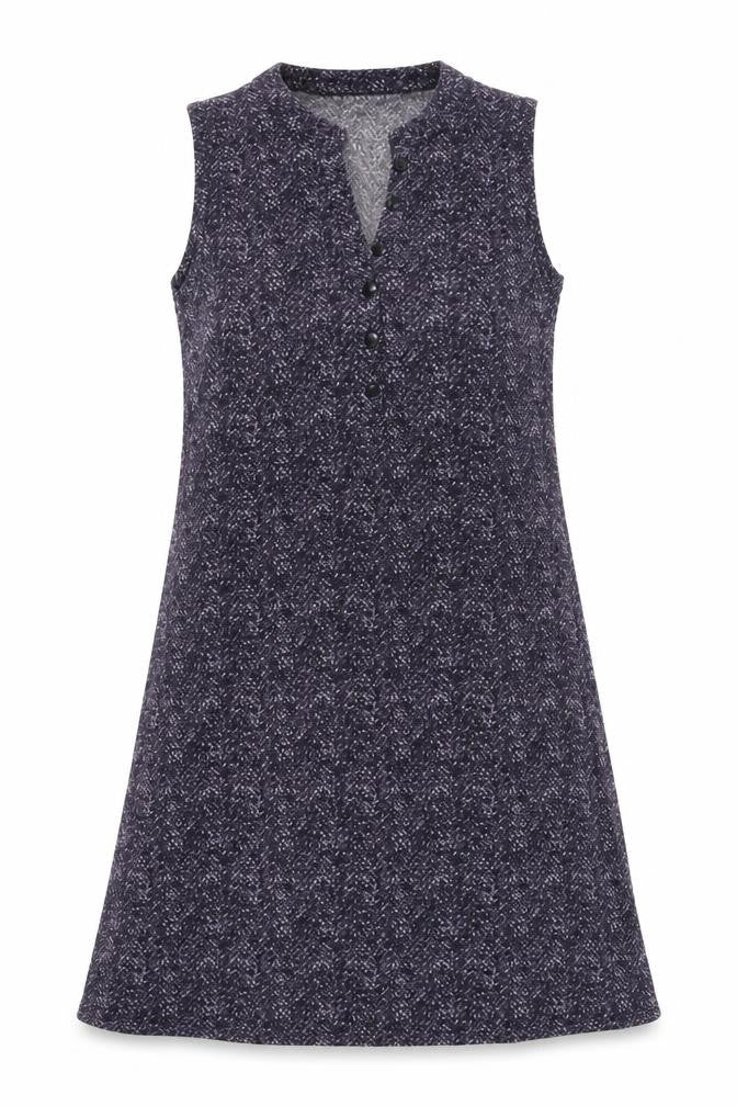 CREW Womens Purple Geometric Polyester A-Line Size S V-Neck Button