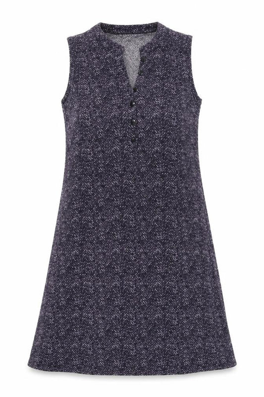 CREW Womens Purple Geometric Polyester A-Line Size S V-Neck Button