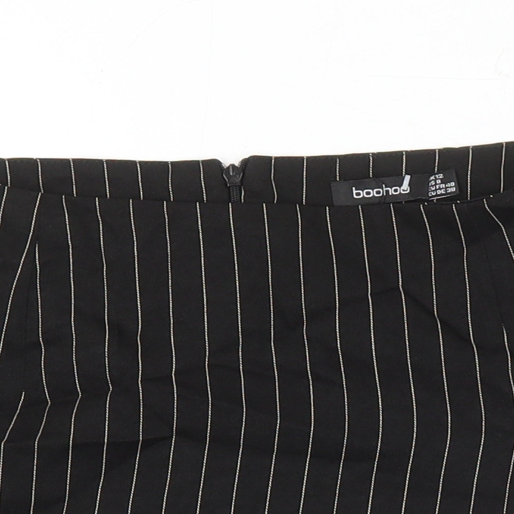 Boohoo Womens Black Striped Polyester Mini Skirt Size 12