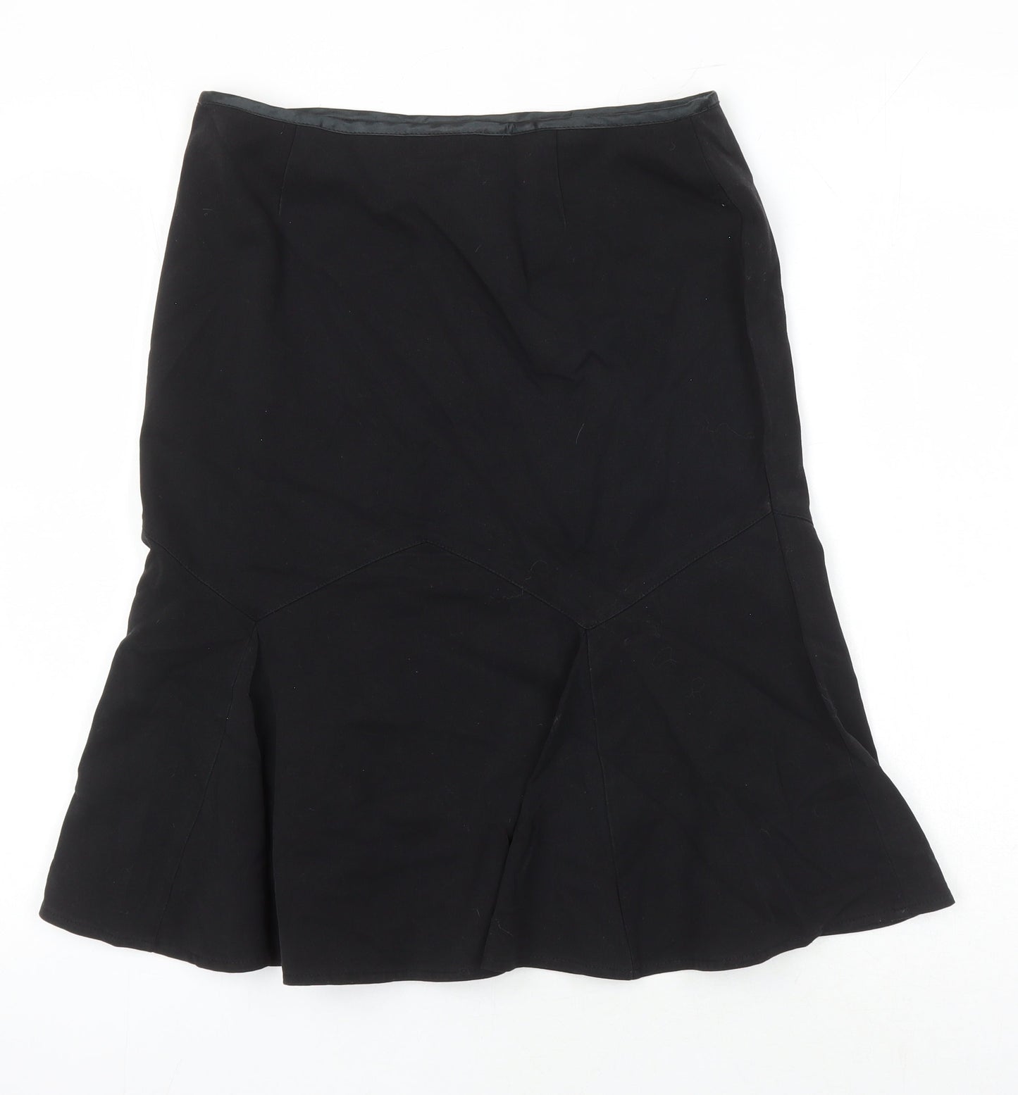 Miss Selfridge Womens Black Herringbone Polyester A-Line Skirt Size 10 Tie