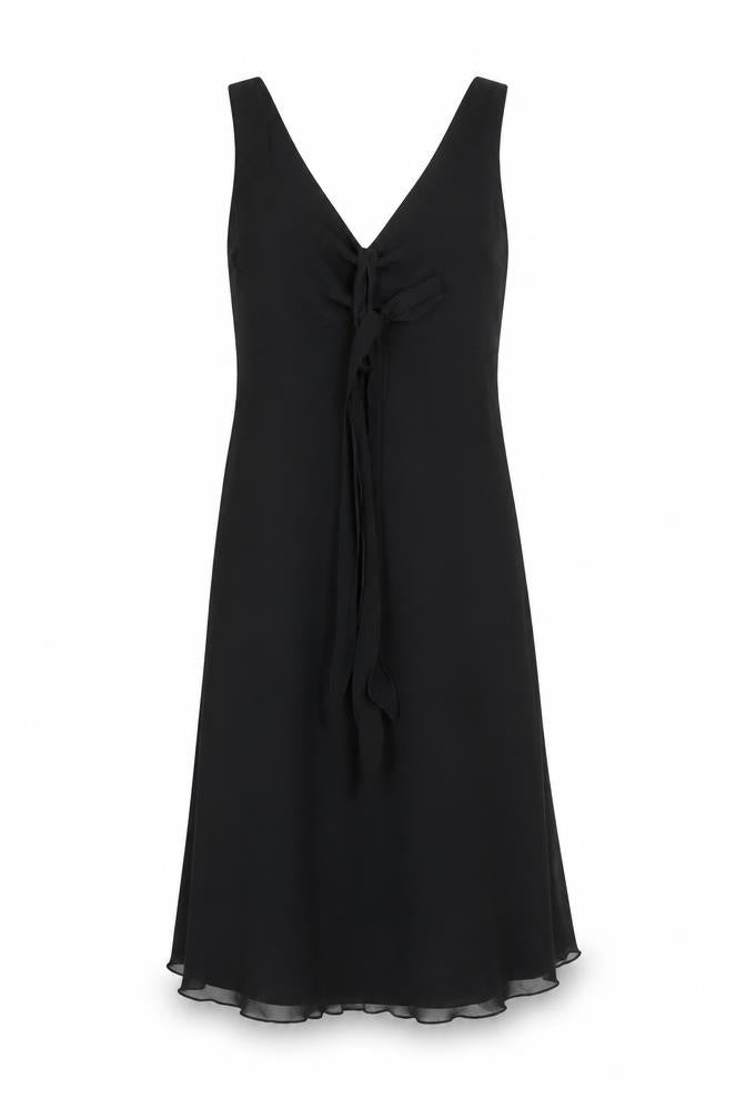 Marks & Spencer Womens Black Polyester A-Line Size 12 V-Neck Zip