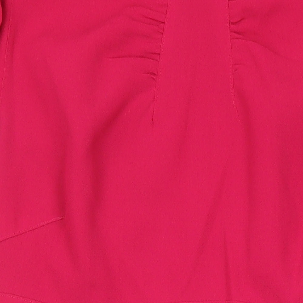 Marks and Spencer Womens Pink Houndstooth Polyester Shift Size 12 Round Neck