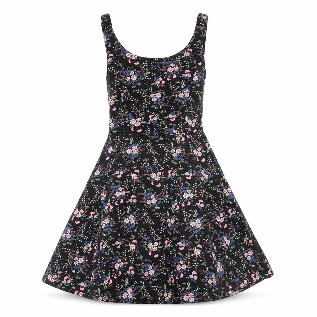 H&M Womens Multicoloured Floral Polyester A-Line Size 6 Boat Neck