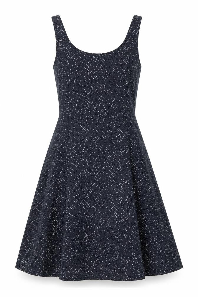 H&M Womens Black Geometric Polyester A-Line Size 6 Scoop Neck