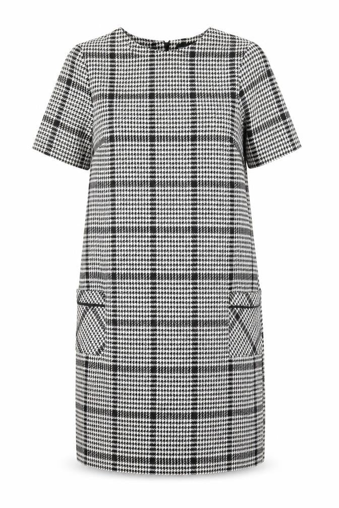 Dorothy Perkins Womens Multicoloured Check Polyester Shift Size 12 Round Neck - Pockets