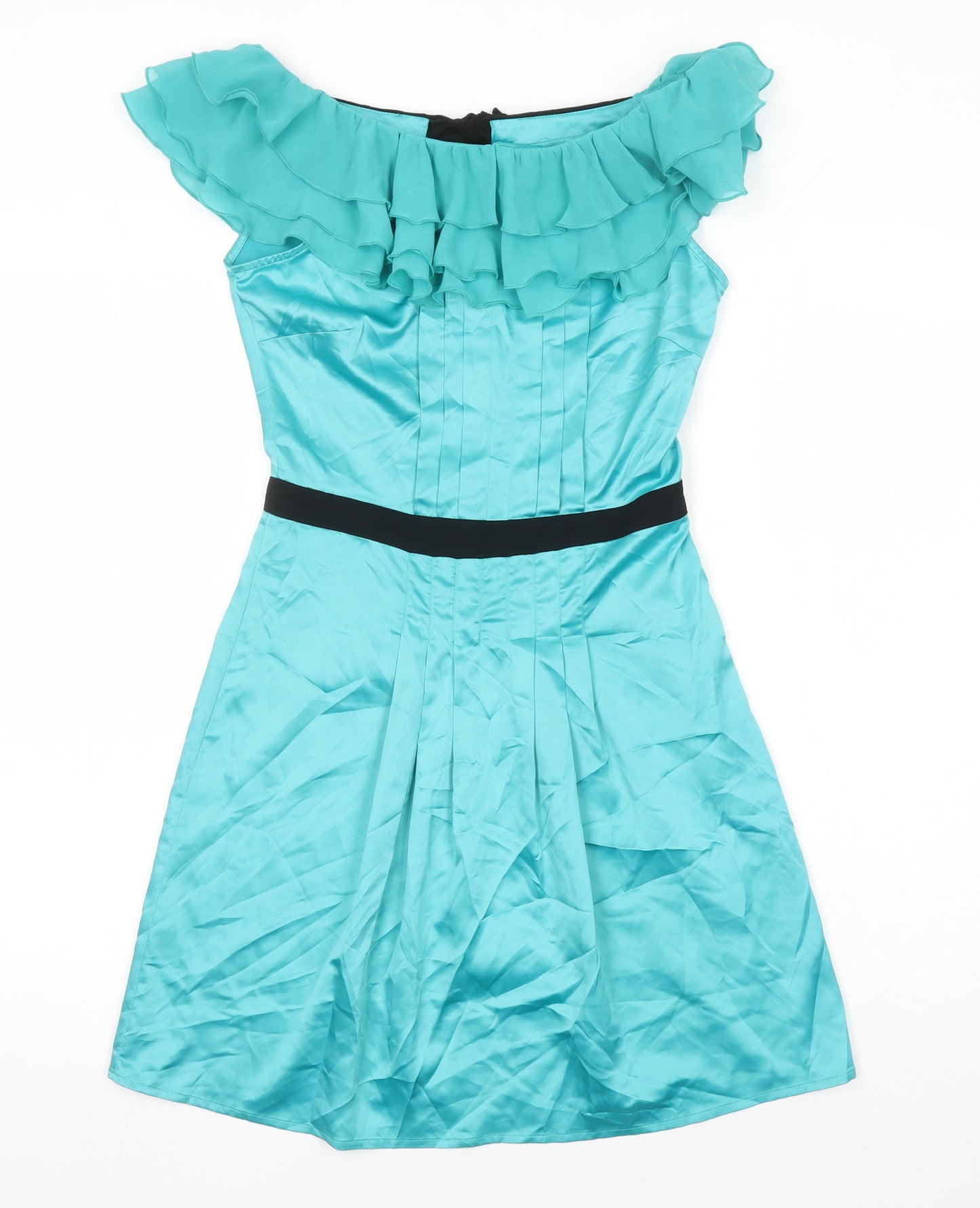Lipsy Womens Green Polyester A-Line Size 8 Boat Neck