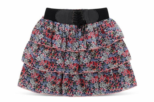 Select Womens Multicoloured Floral Polyester Mini Skirt Size 8 - Elasticated Waist
