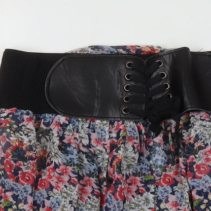 Select Womens Multicoloured Floral Polyester Mini Skirt Size 8 - Elasticated Waist