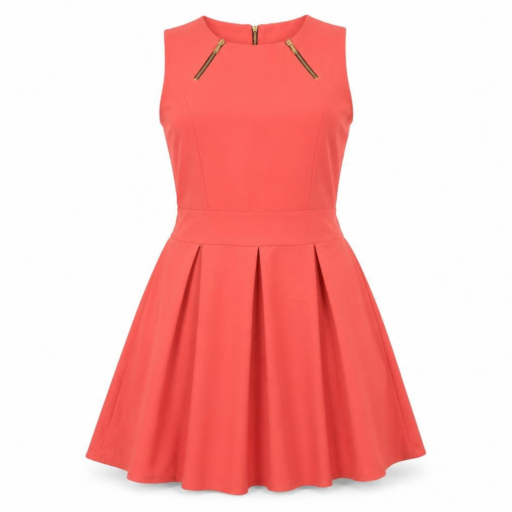 WalG Womens Orange Polyester A-Line Size S Round Neck