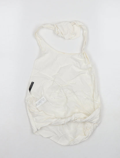 Zara Womens White Cotton Basic Tank Size S Halter