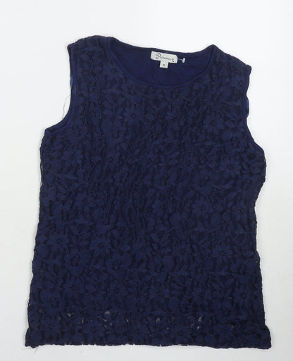 Paramour Womens Blue Polyester Basic Tank Size M Round Neck