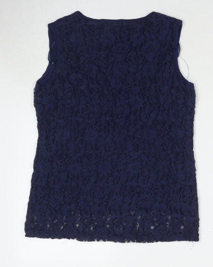 Paramour Womens Blue Polyester Basic Tank Size M Round Neck
