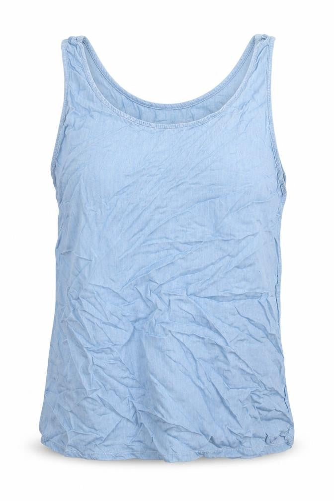 Selected Womens Blue Viscose Basic Tank Size 12 Round Neck