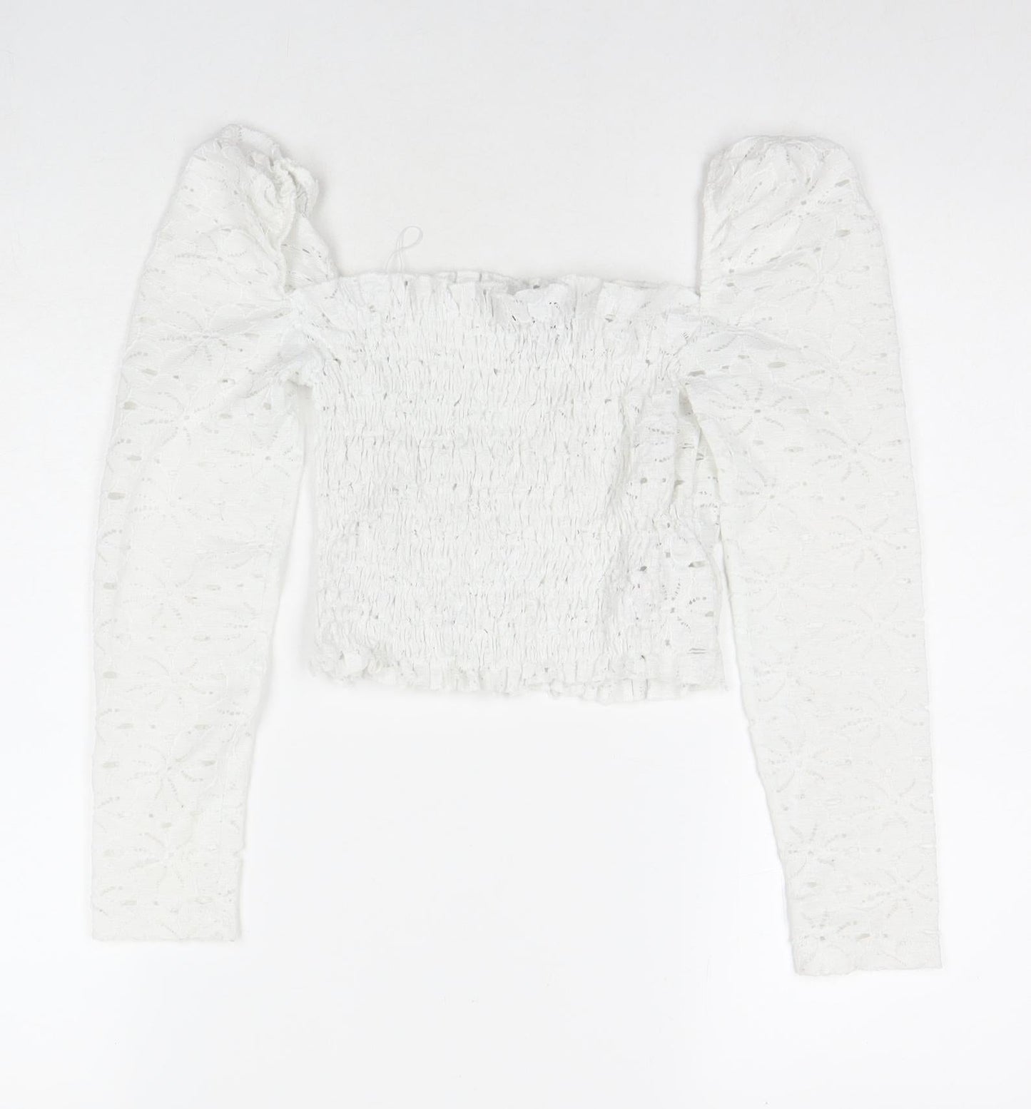 Topshop Womens White Polyester Basic T-Shirt Size 6 Square Neck