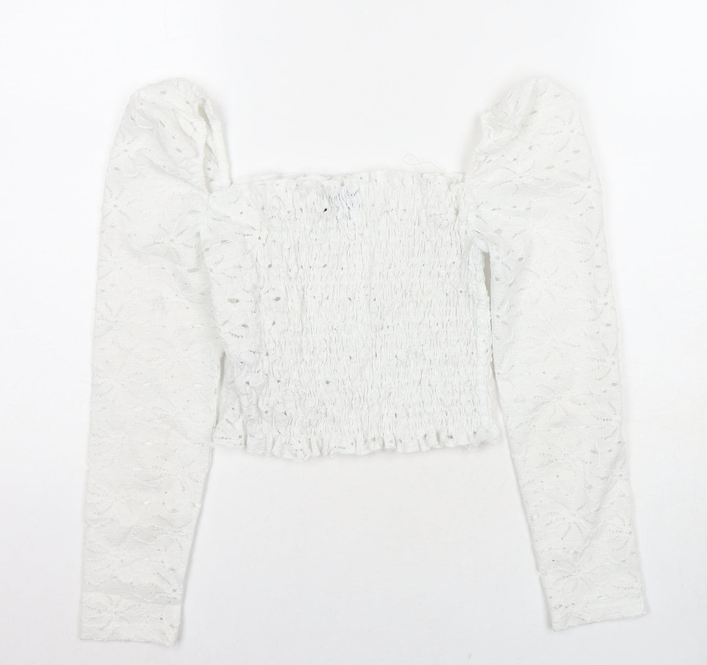 Topshop Womens White Polyester Basic T-Shirt Size 6 Square Neck