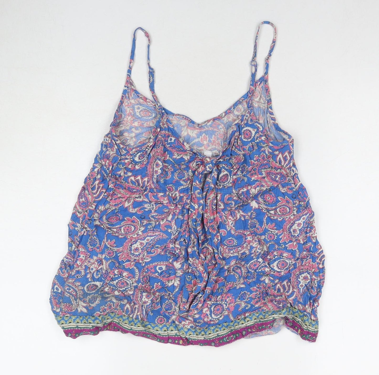 Monsoon Womens Blue Paisley Viscose Basic T-Shirt Size S Round Neck