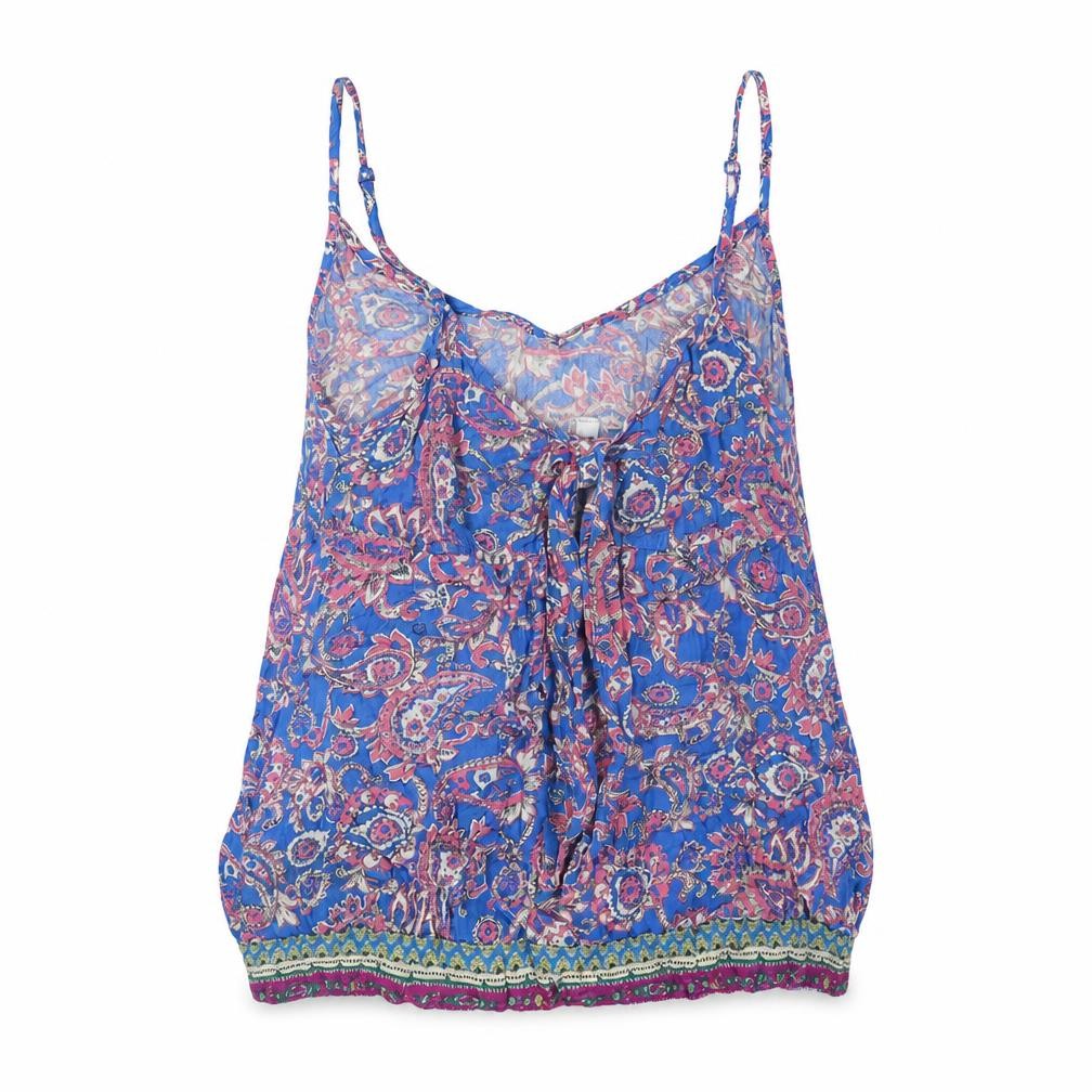 Monsoon Womens Blue Paisley Viscose Basic T-Shirt Size S Round Neck