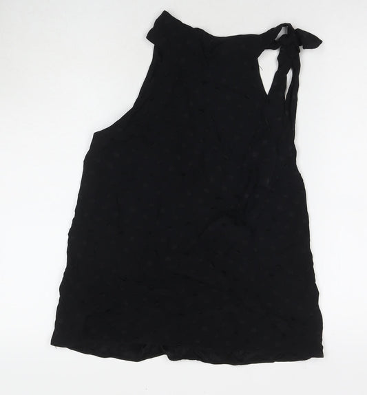 Mango Womens Black Polka Dot Viscose Basic Blouse Size XS Round Neck