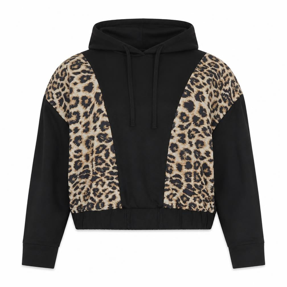 PEP&CO Womens Black Animal Print Polyester Pullover Hoodie Size M Pullover