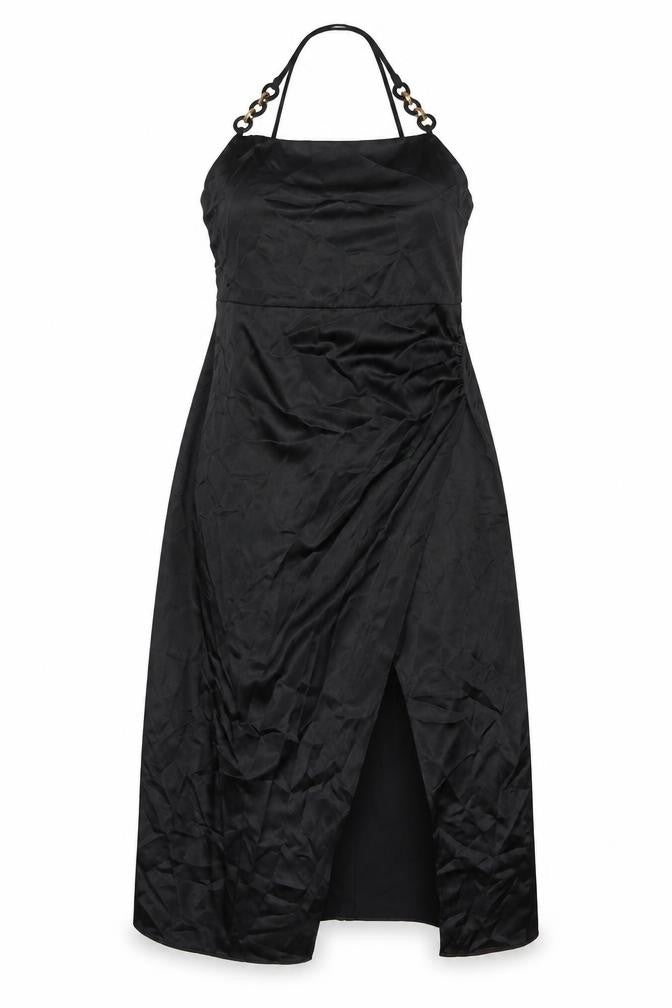 Zara Womens Black Polyester A-Line Size XL Square Neck Pullover - Side Slit(s)