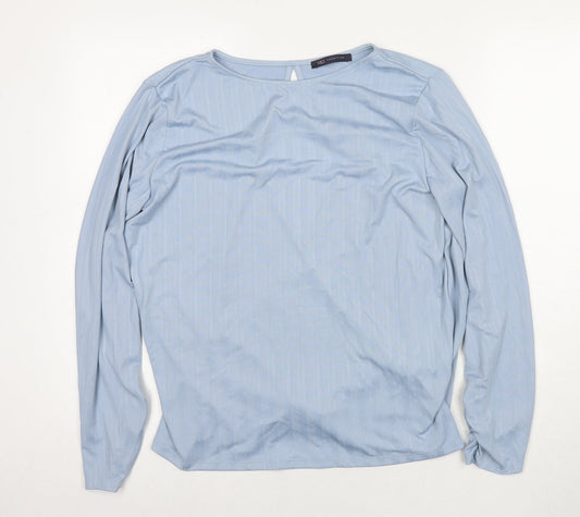 Marks and Spencer Womens Blue Polyester Basic Blouse Size 14 Round Neck