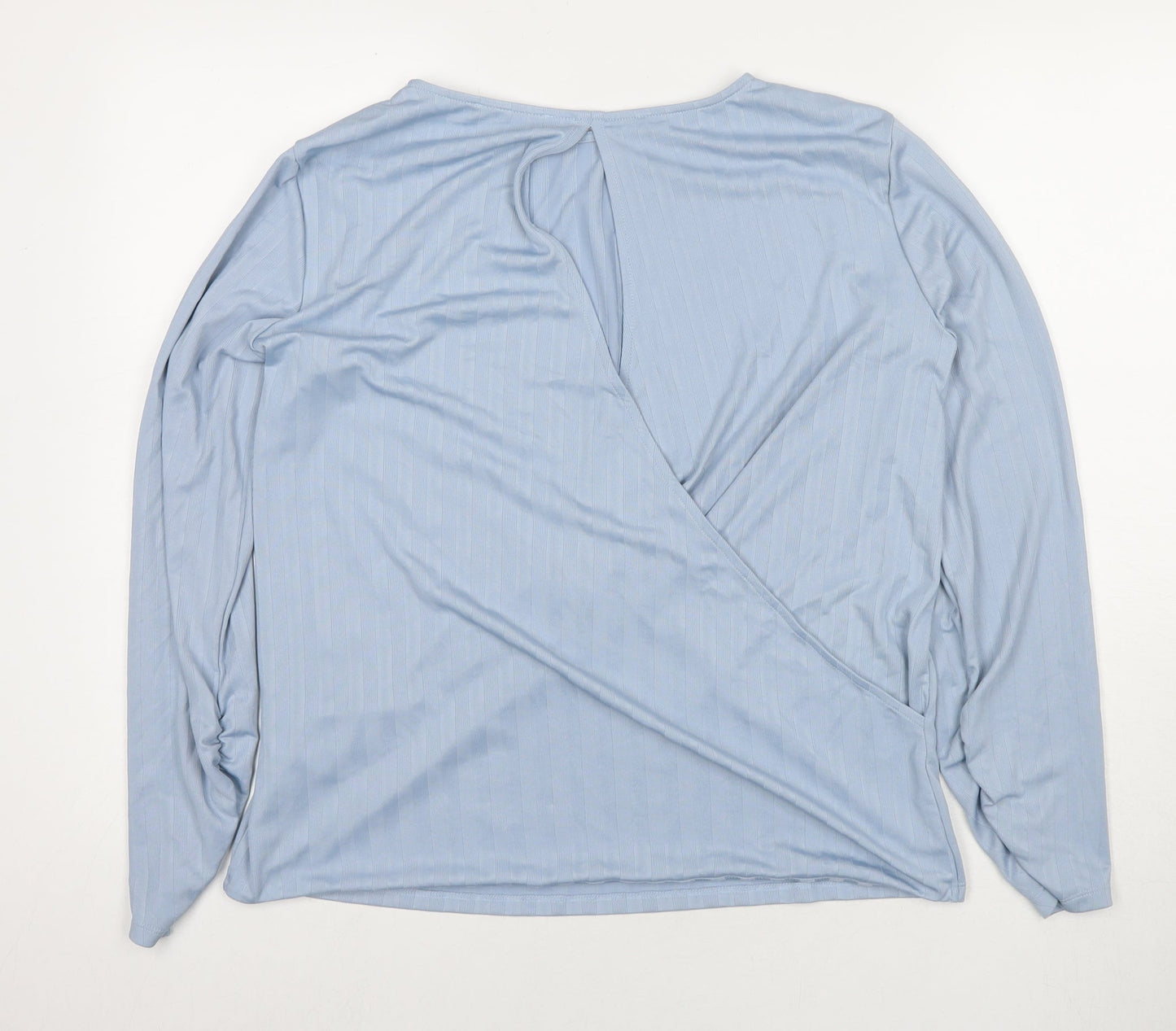Marks and Spencer Womens Blue Polyester Basic Blouse Size 14 Round Neck