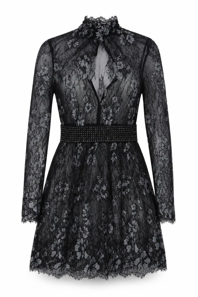 NEXT Womens Black Floral Nylon Fit & Flare Size 10 Round Neck Pullover