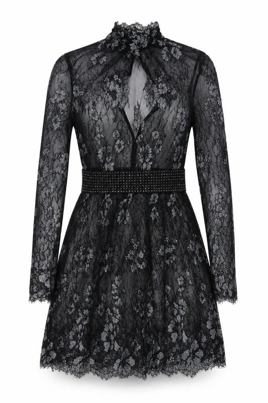 Next Womens Black Floral Nylon Fit & Flare Size 10 Round Neck Pullover